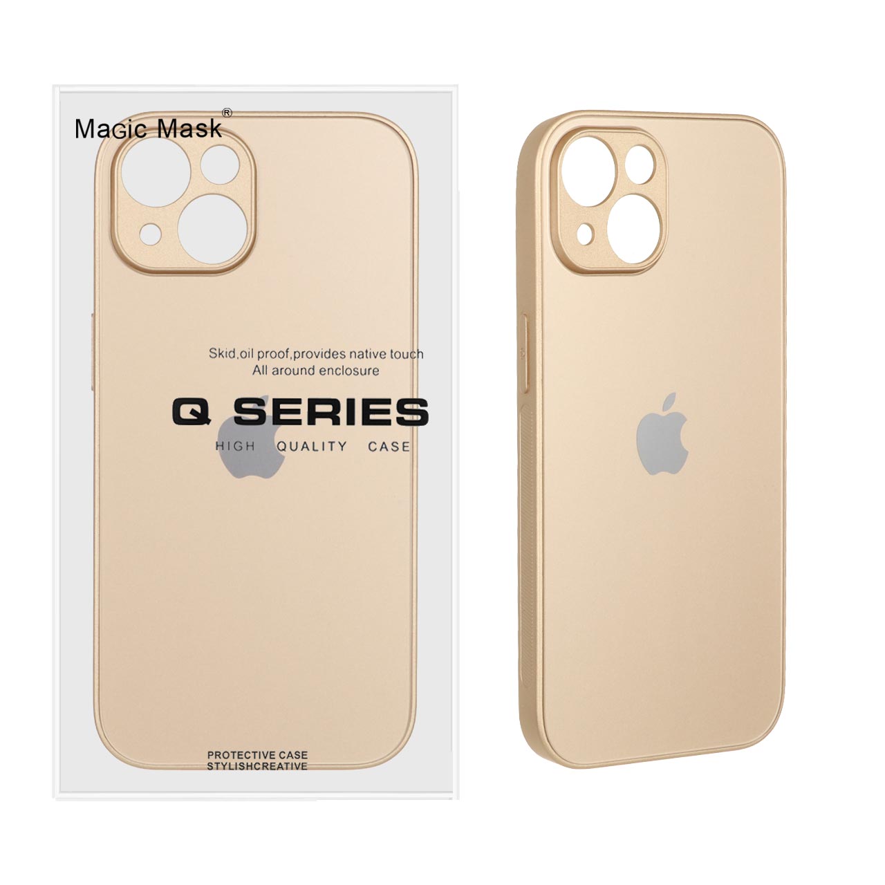 قاب اورجینال PVD ضدخش Magic Mask مدل Apple iPhone 15 - طلایی (پک دار)